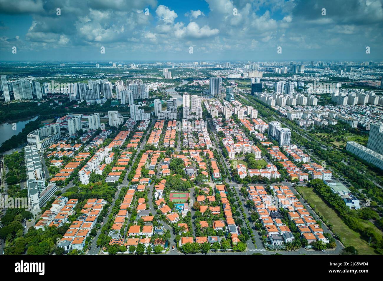 June 14, 2022: scene of Phu My Hung residential area, district 7, Ho Chi Minh city, Vietnam Stock Photo