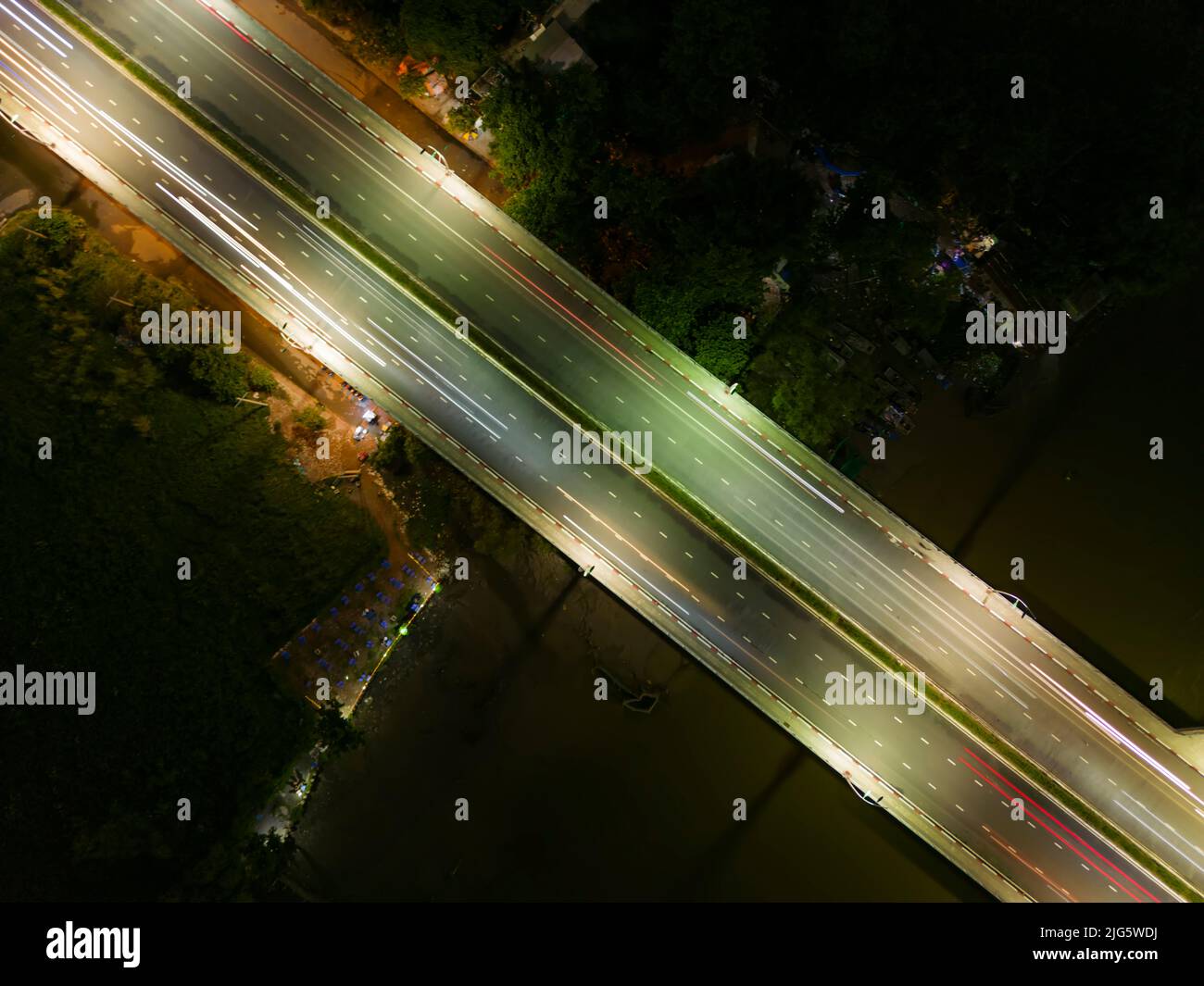 Scenery on a bridge at night in Ho Chi Minh City Stock Photo