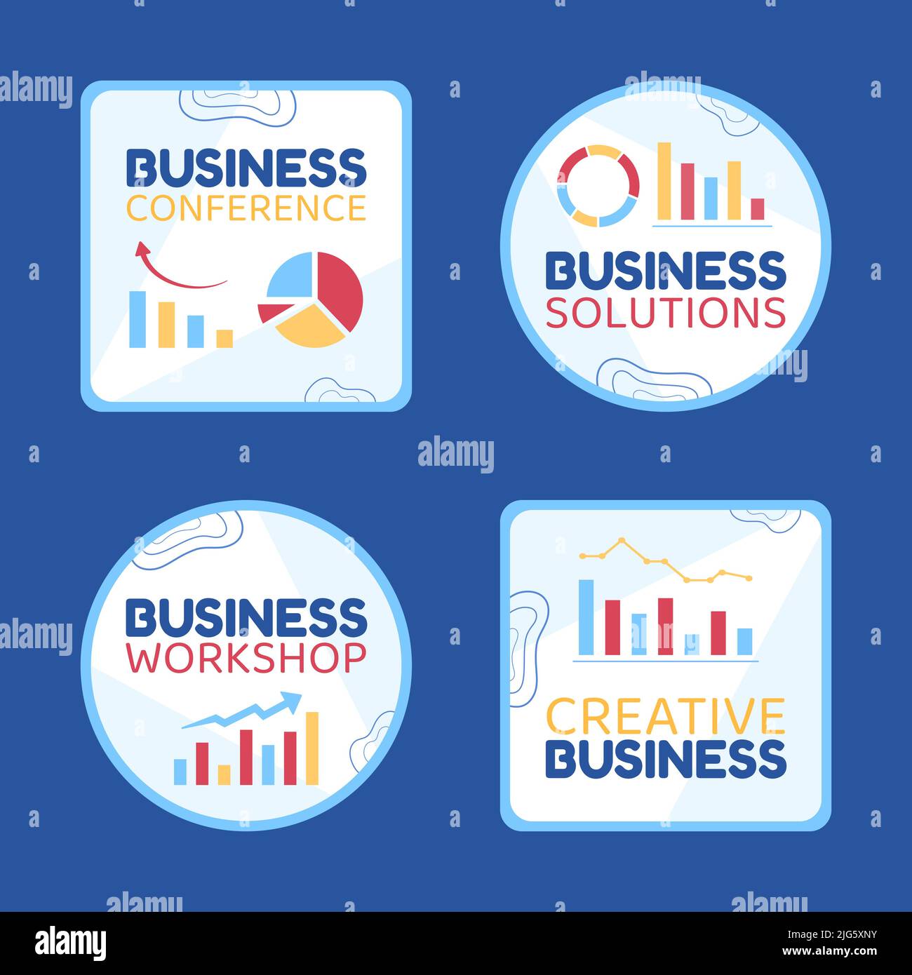Business Workshop Label Template Flat Cartoon Background Vector Illustration Stock Vector