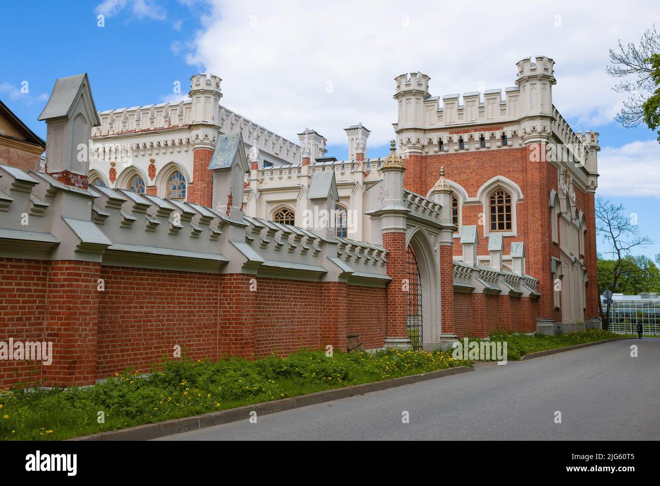 PETRODVORETS, RUSSIA - MAY 29, 2021: Fragment of the ancient Imperial stables on a May day. Peterhof Stock Photo