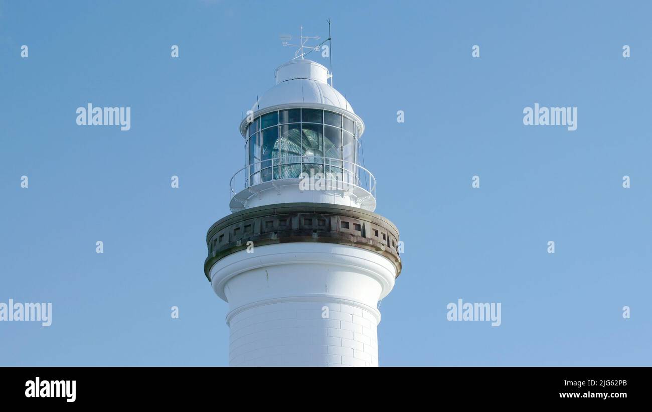 close up of the lamp of the historic lighthouse at byron bay Stock Photo