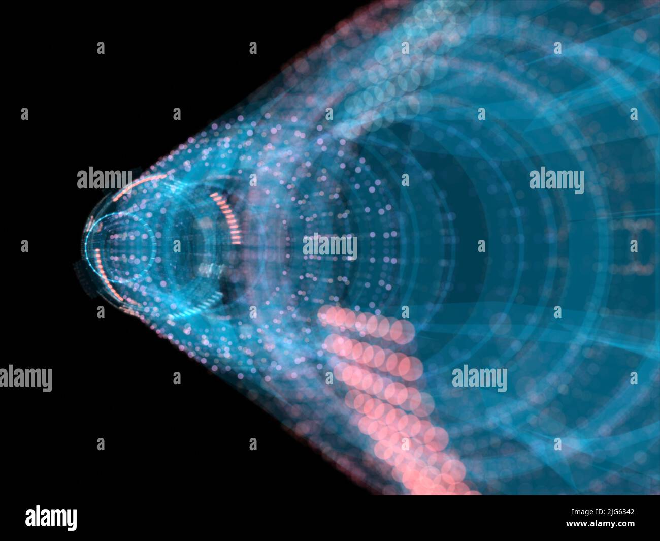 A glowing hologram of a mechanical object Stock Photo - Alamy