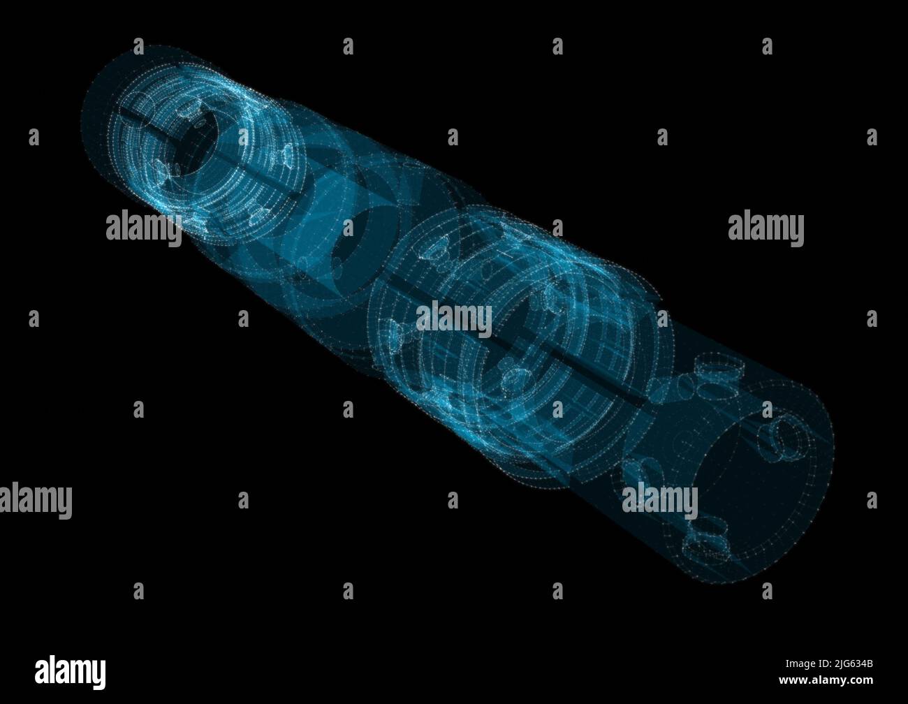 A glowing hologram of a mechanical object Stock Photo - Alamy
