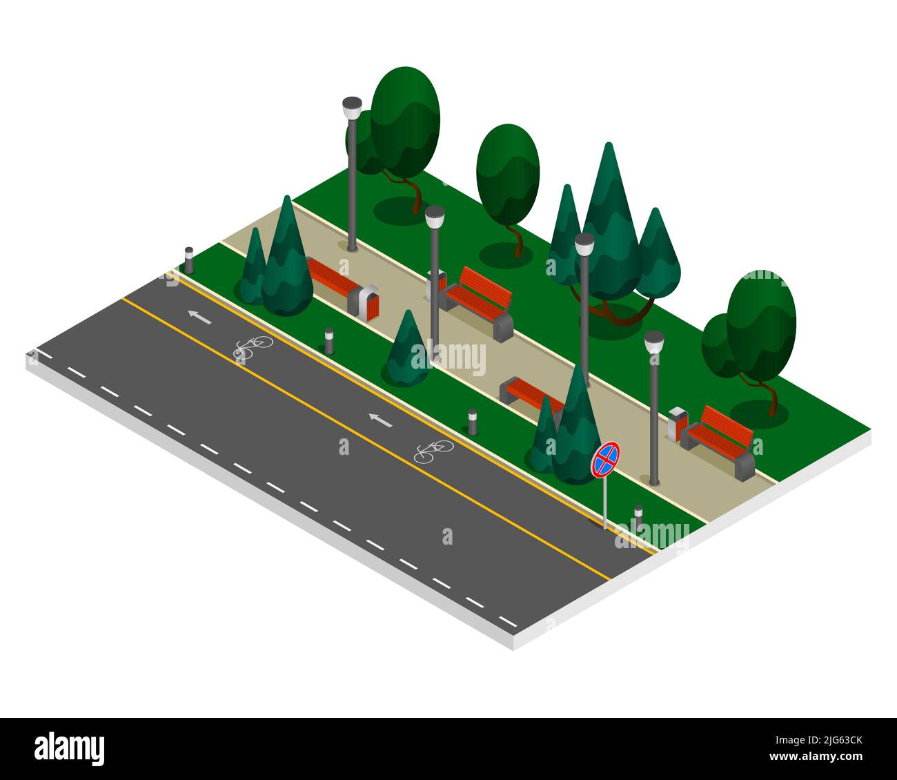 City constructor elements colored isometric composition a road with a ...