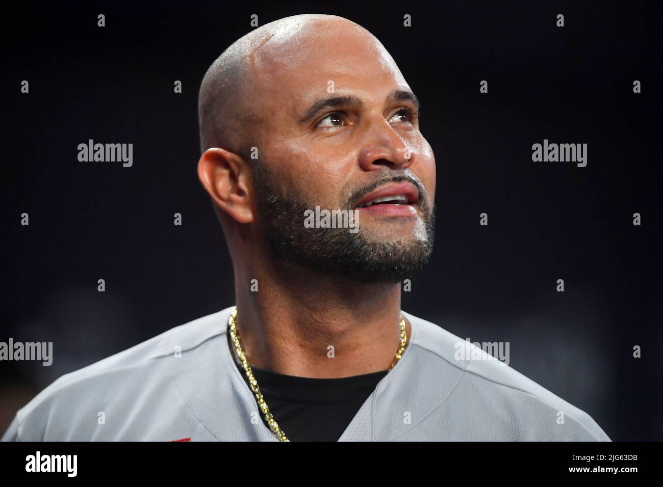 St. Louis Cardinals infielder Albert Pujols (5) with his son A.J.