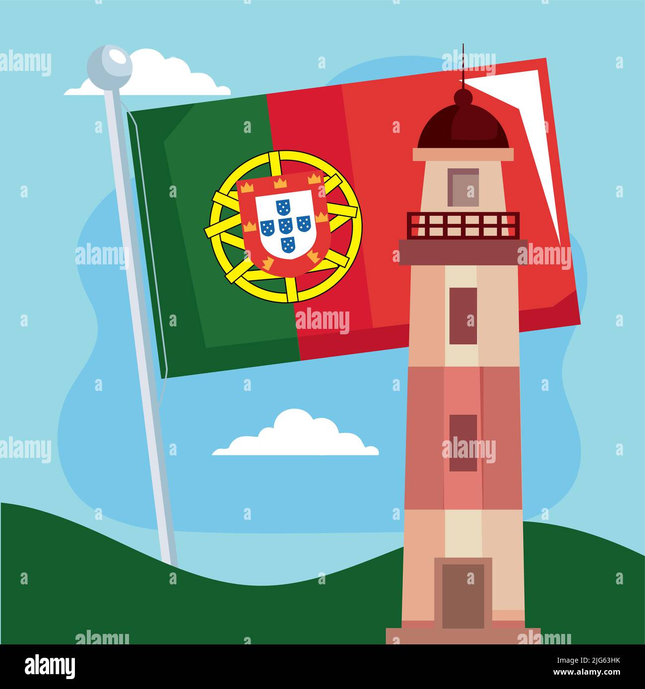 portugal flag with lighthouse Stock Vector Image & Art Alamy