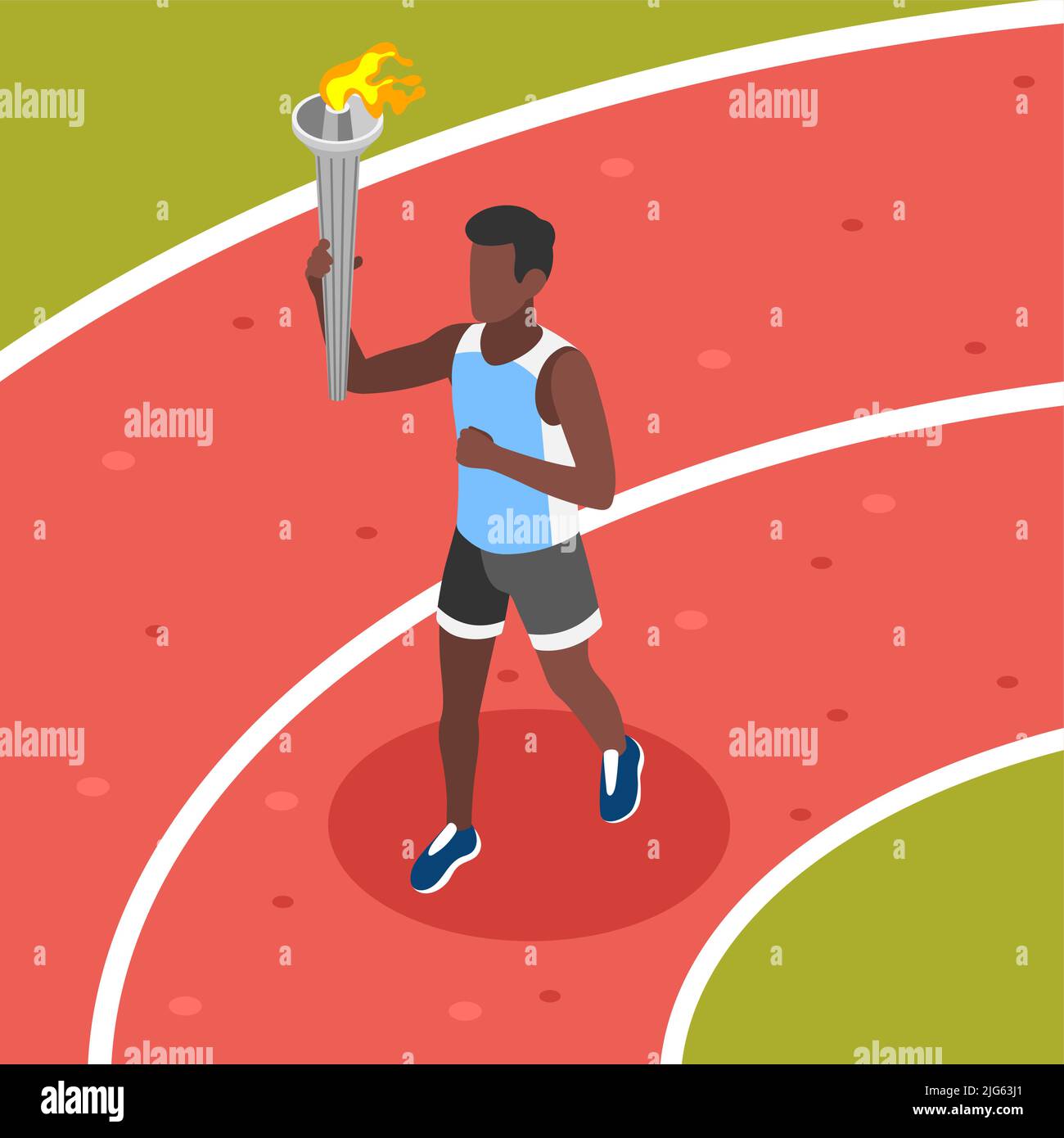 International sport day isometric background with view of running track