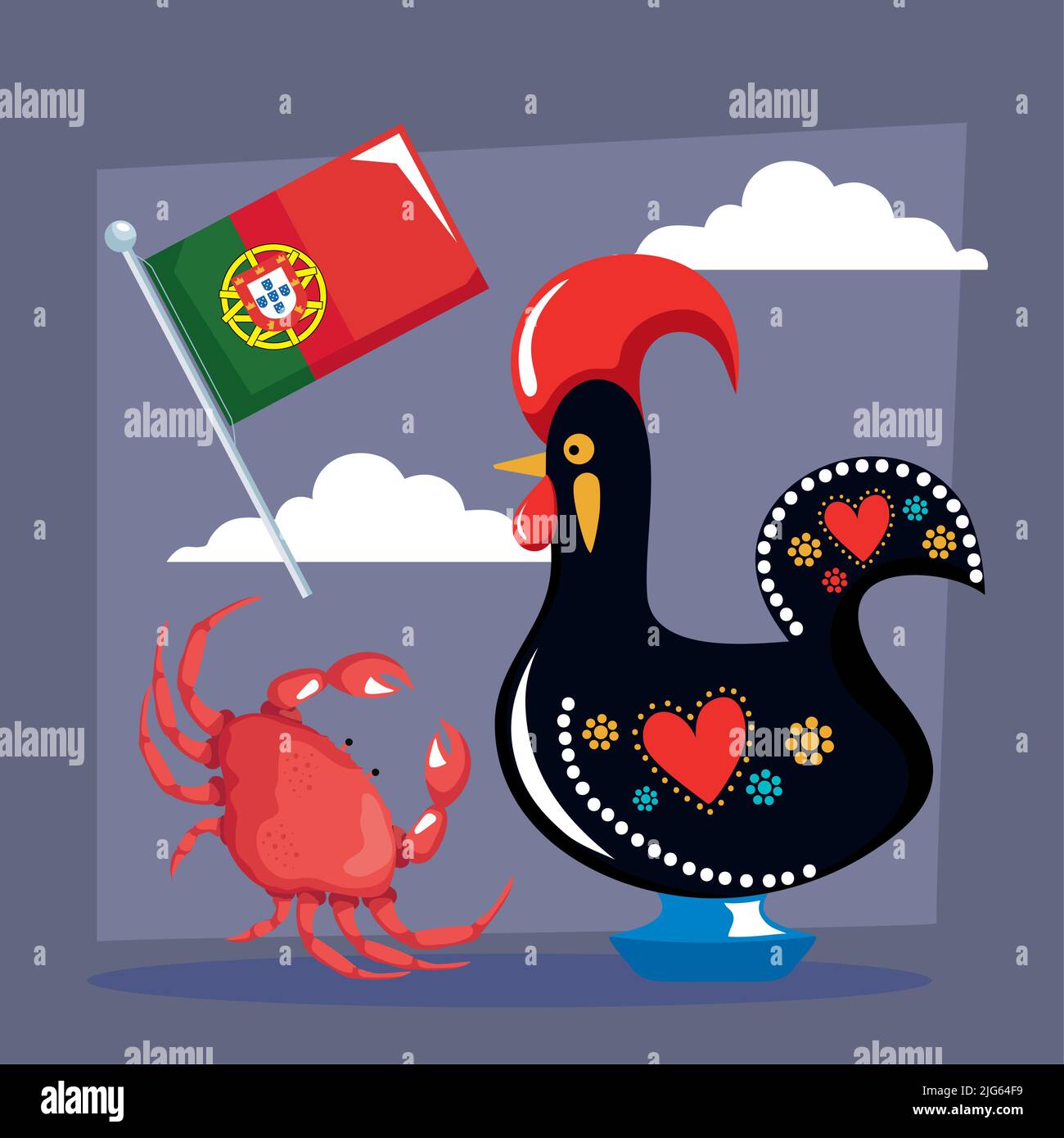 rooster and portugal flag Stock Vector Image & Art Alamy