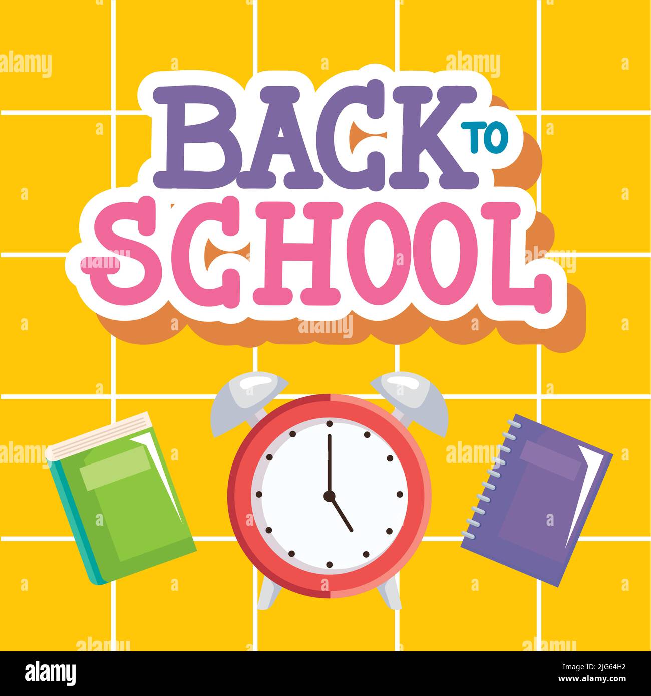 back to school lettering with alarm Stock Vector Image & Art - Alamy