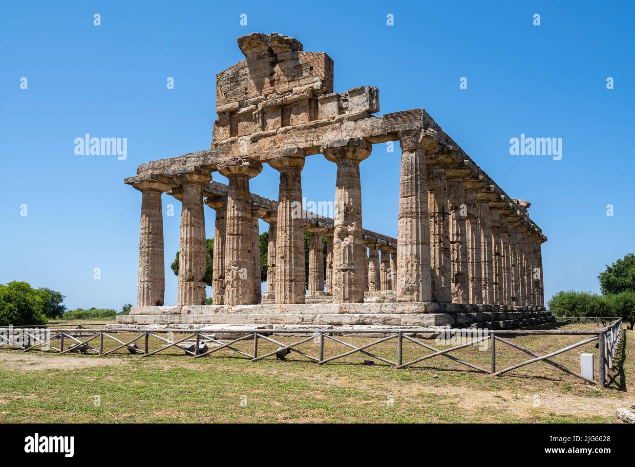Temple of Athena at Paestum archaeological site, Campania, Italy Stock Photo