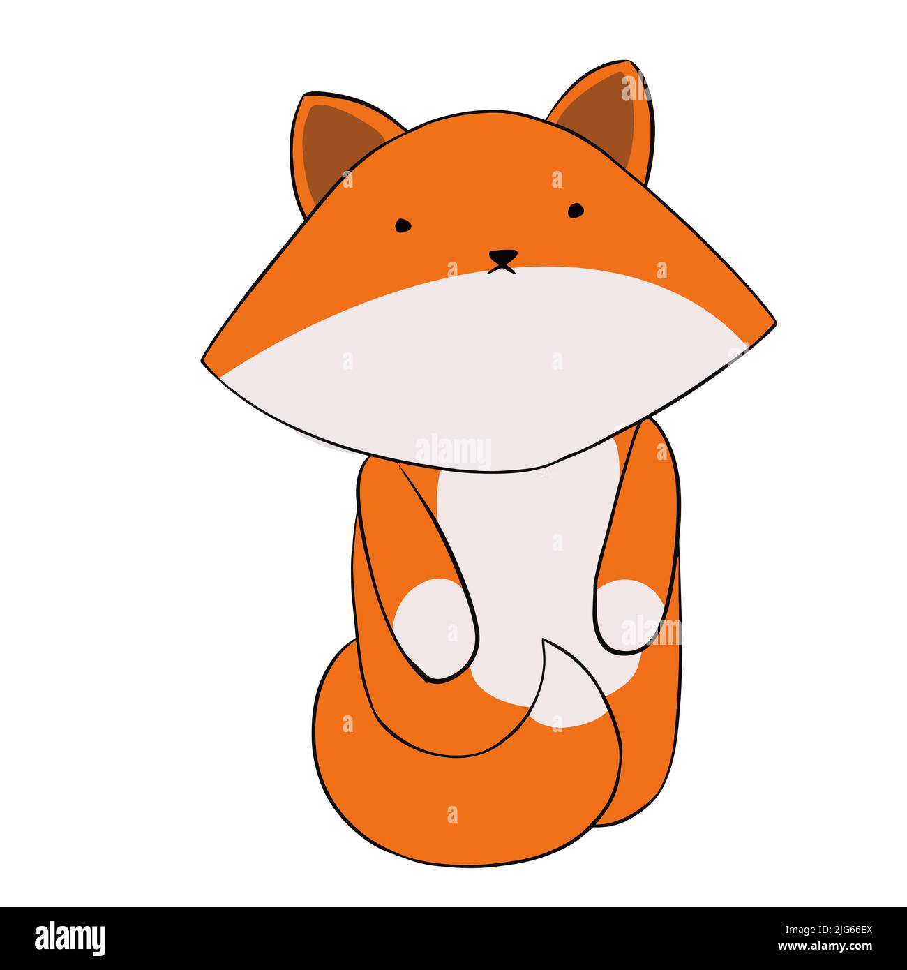 The fox stands on its hind legs with its tail in front Stock Vector