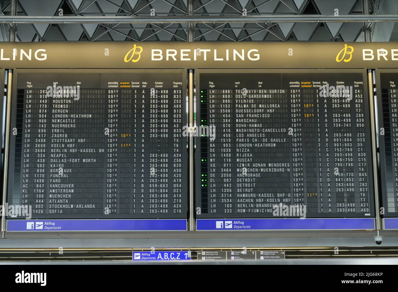 Anzeigetafel, Terminal 1, Flughafen, Frankfurt am Main, Hessen