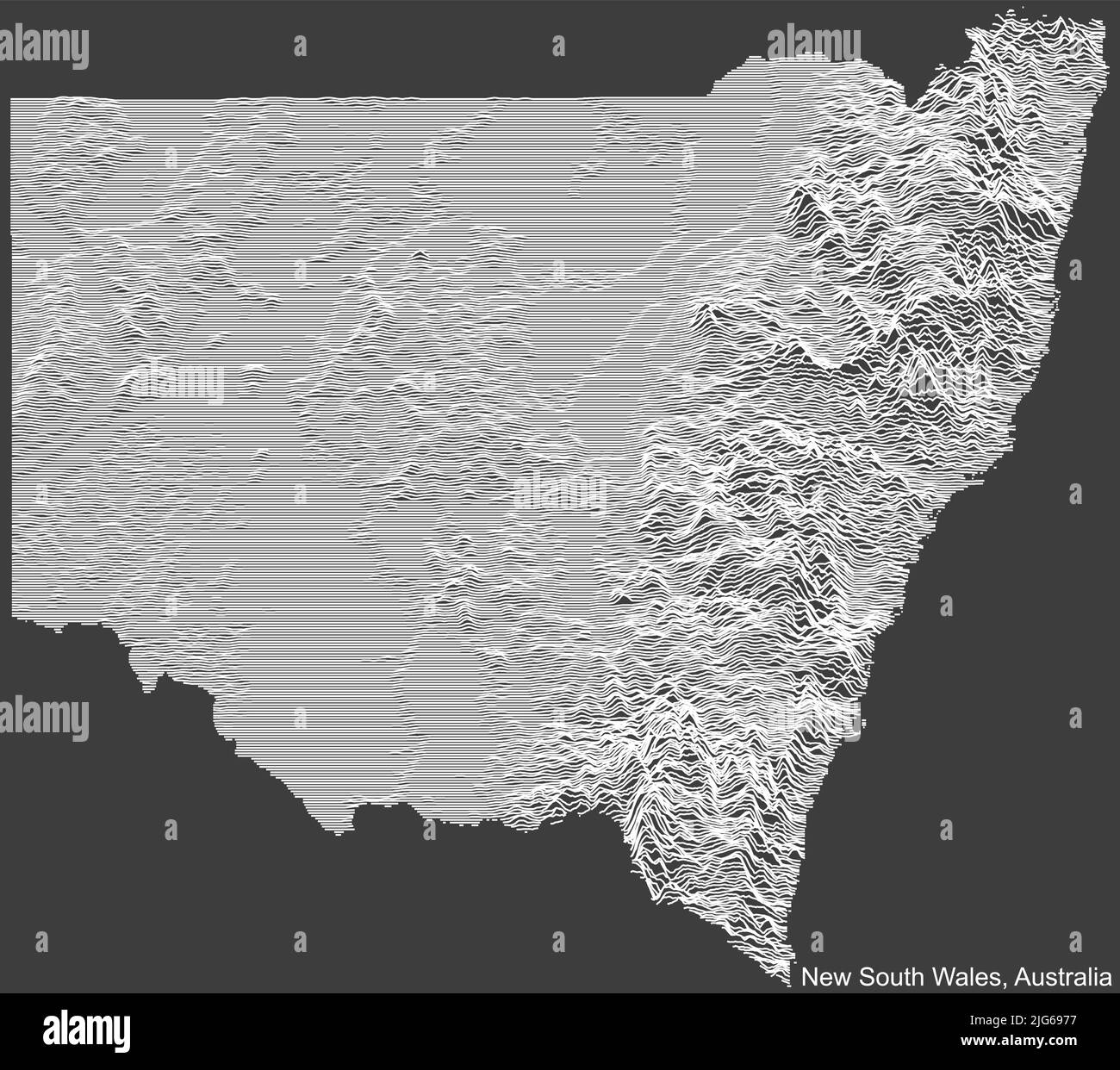 Topographic relief map of NEW SOUTH WALES, AUSTRALIA Stock Vector Image 