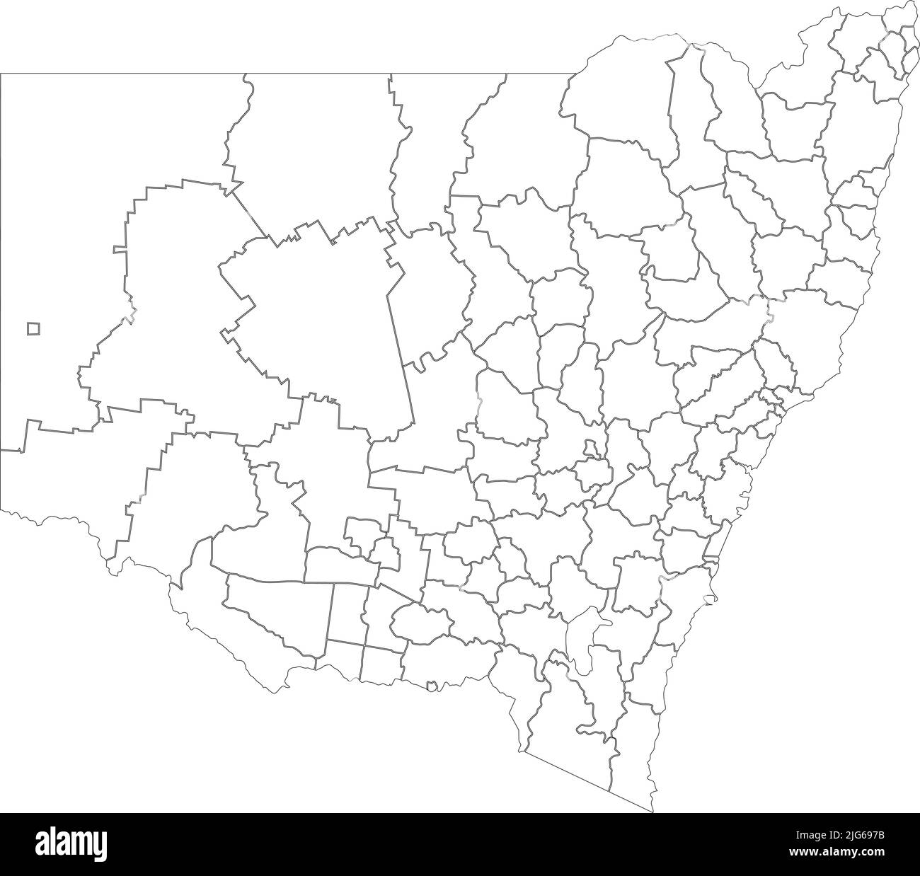 White map of local government areas of NEW SOUTH WALES, AUSTRALIA Stock