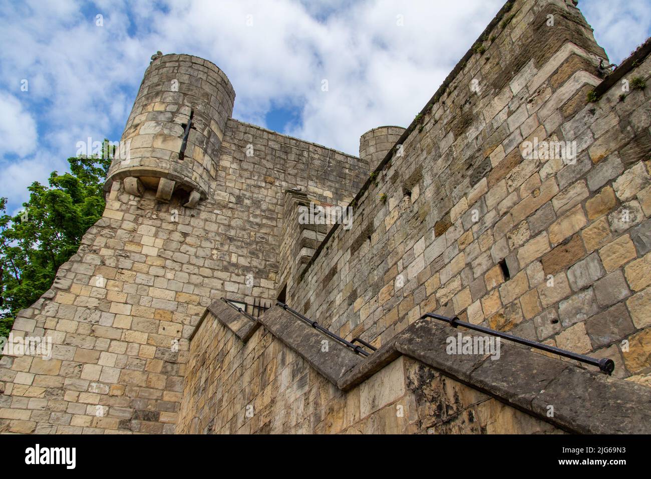 Exterior stone staircase attached to Bootham Bar, one of the four main