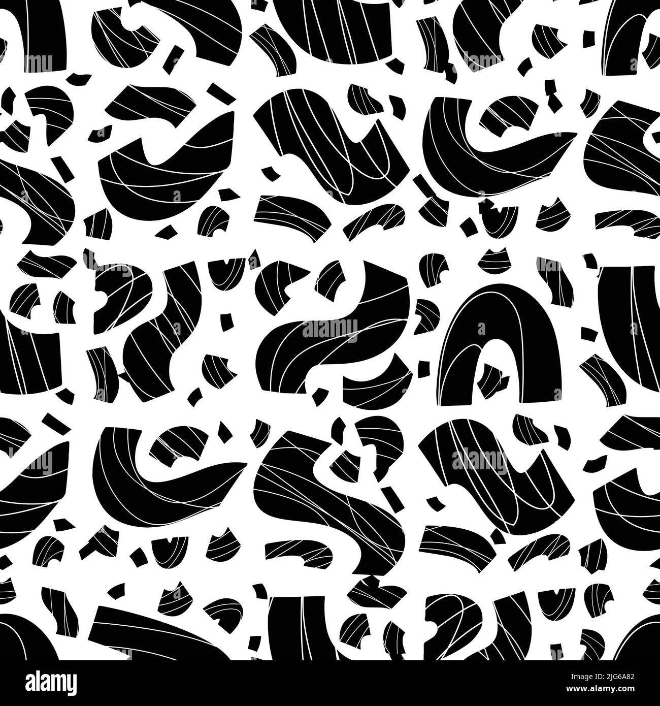 Vector geometric seamless pattern. Repeating abstract black and white ...