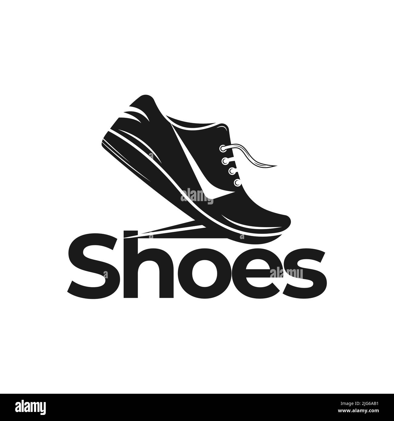 Creative abstract black silhouette running shoe design logo design template Stock Vector