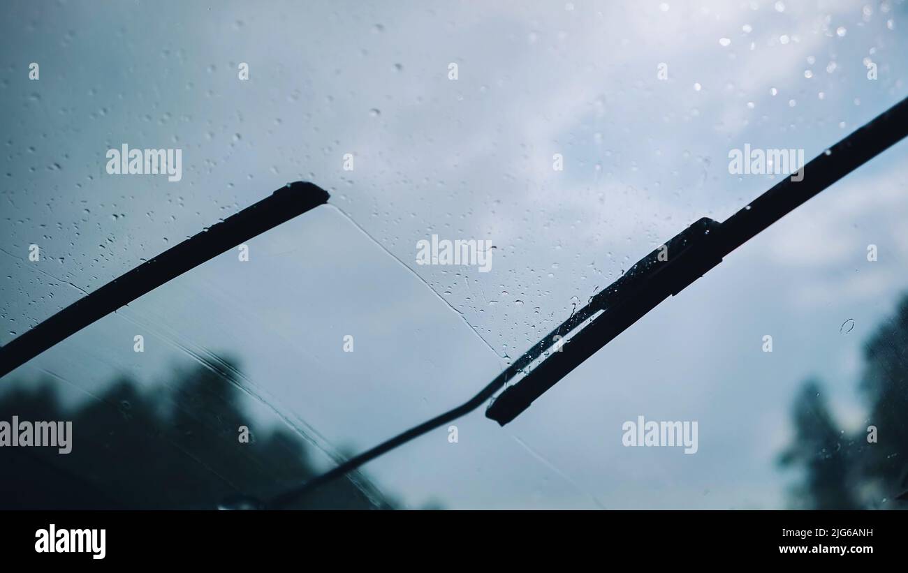 The work of car brushes in the rain Stock Photo Alamy