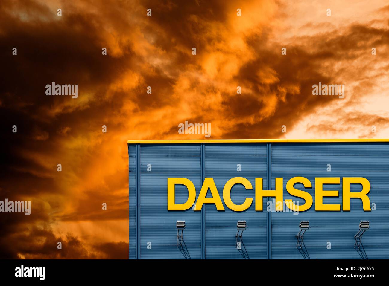 Schriftzug der Spedition DACHSER auf einem Gebäude der Filiale in Gersthofen bei Augsburg Stock Photo