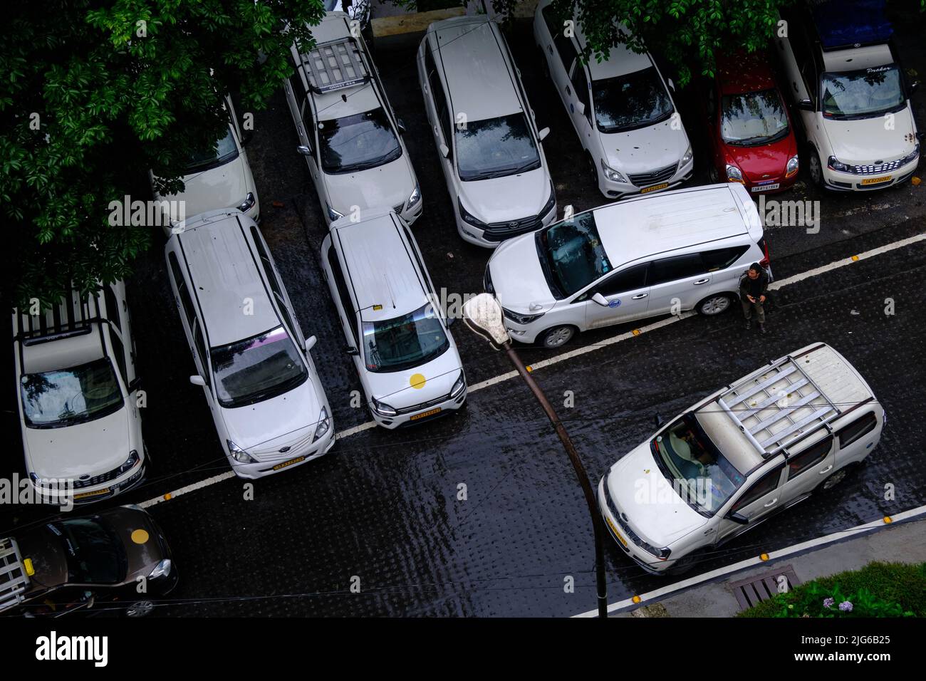Gangtok, Sikkim - June 16 2022, Arial view of Sikkim Road, Arial view of car park. Stock Photo