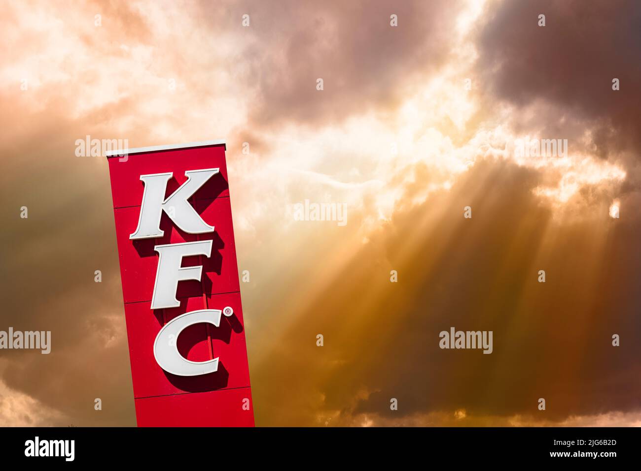 Werbeschild der Restaurantkette KFC Stock Photo