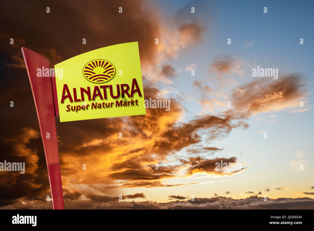 Werbeschild der Firma ALNATURA Stock Photo