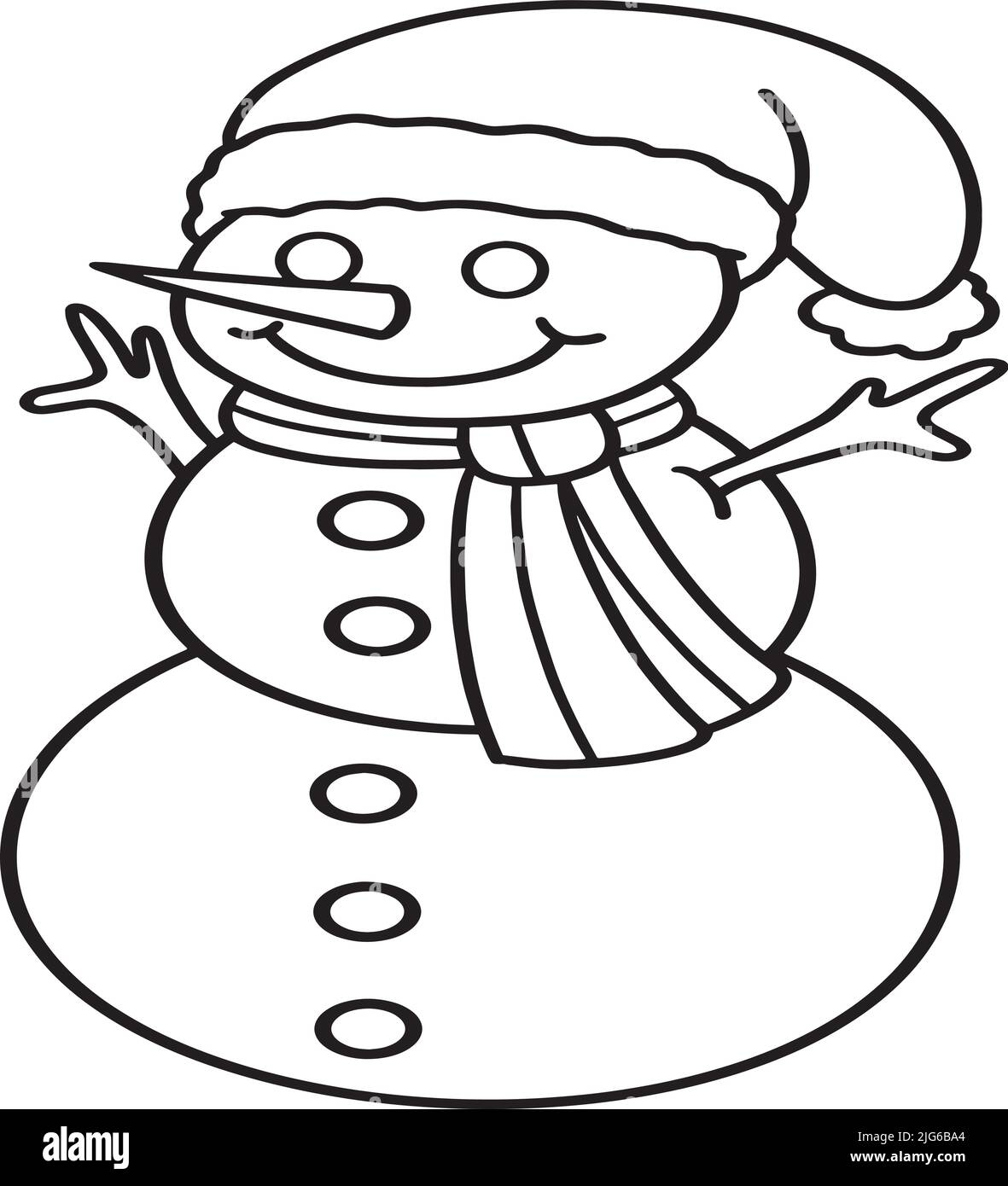 Christmas Snowman Isolated Coloring Page for Kids Stock Vector Image ...