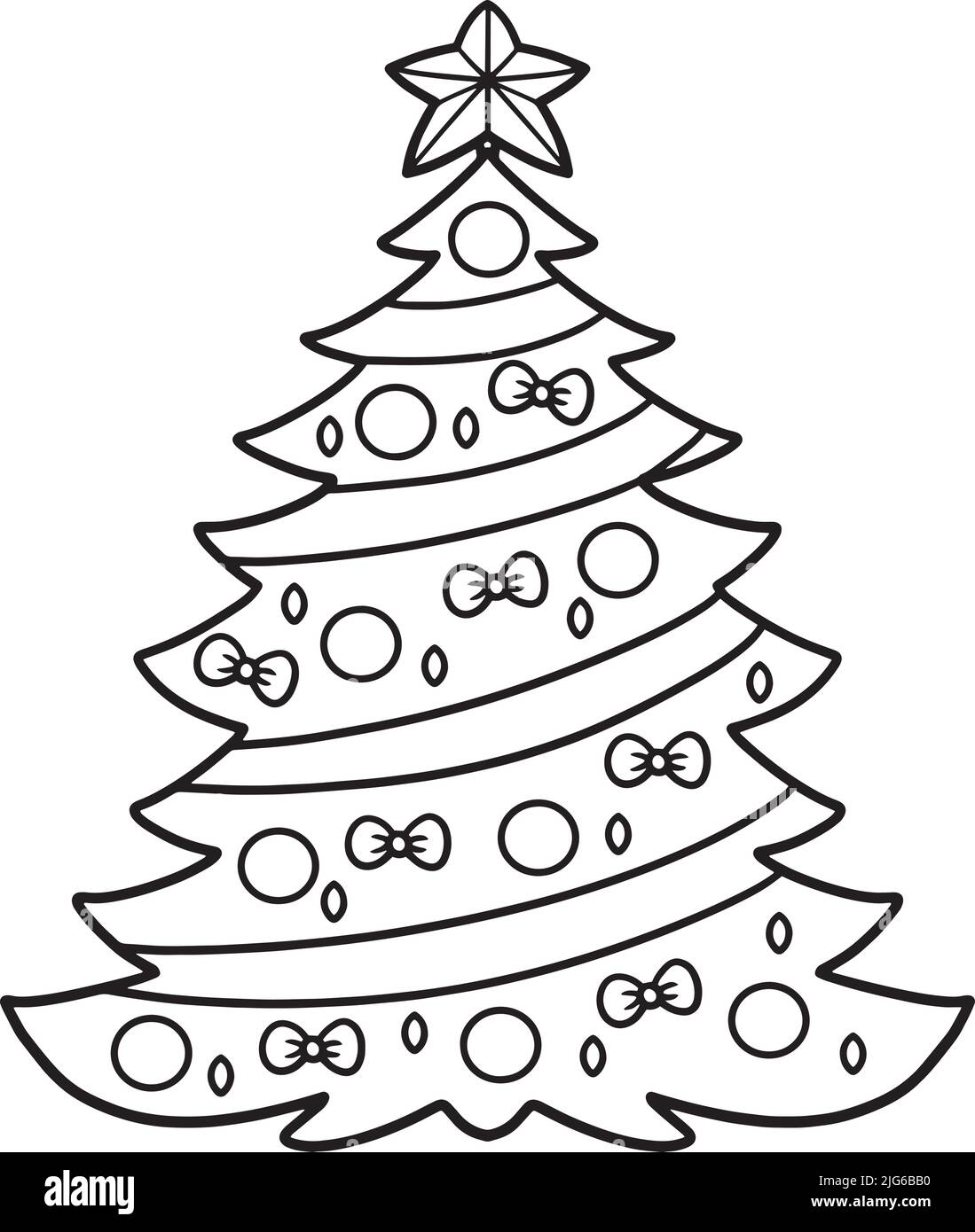 Christmas tree line drawing color Black and White Stock Photos & Images -  Alamy