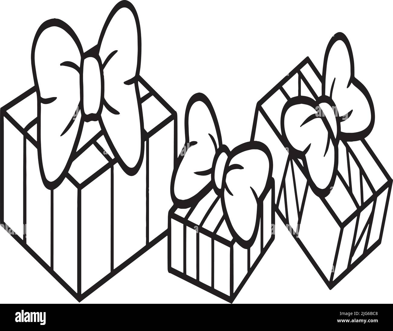 Christmas Gifts Isolated Coloring Page Stock Vector Image & Art Alamy
