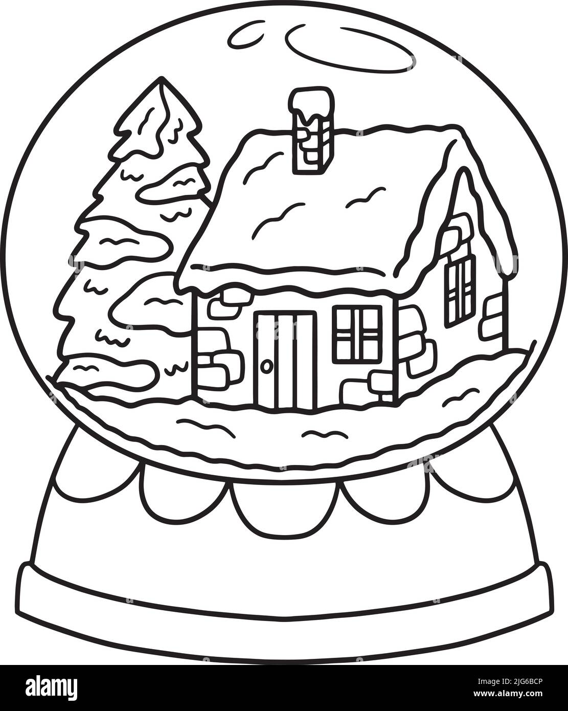 Christmas Snow Globe Isolated Coloring Page Stock Vector Image & Art ...
