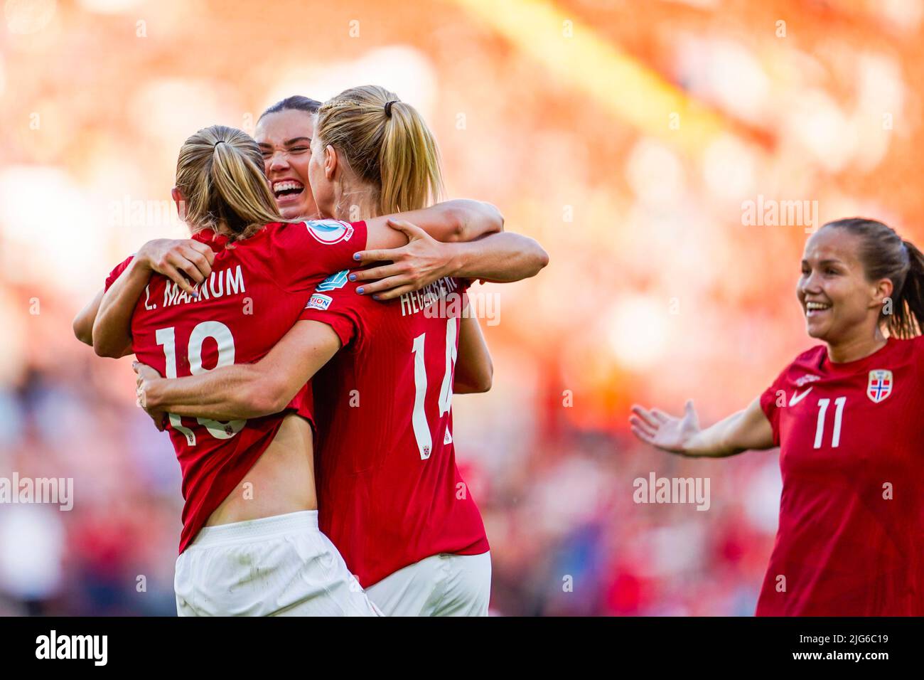 Brighton, England 20220707.The Norwegian team cheers after a goal by