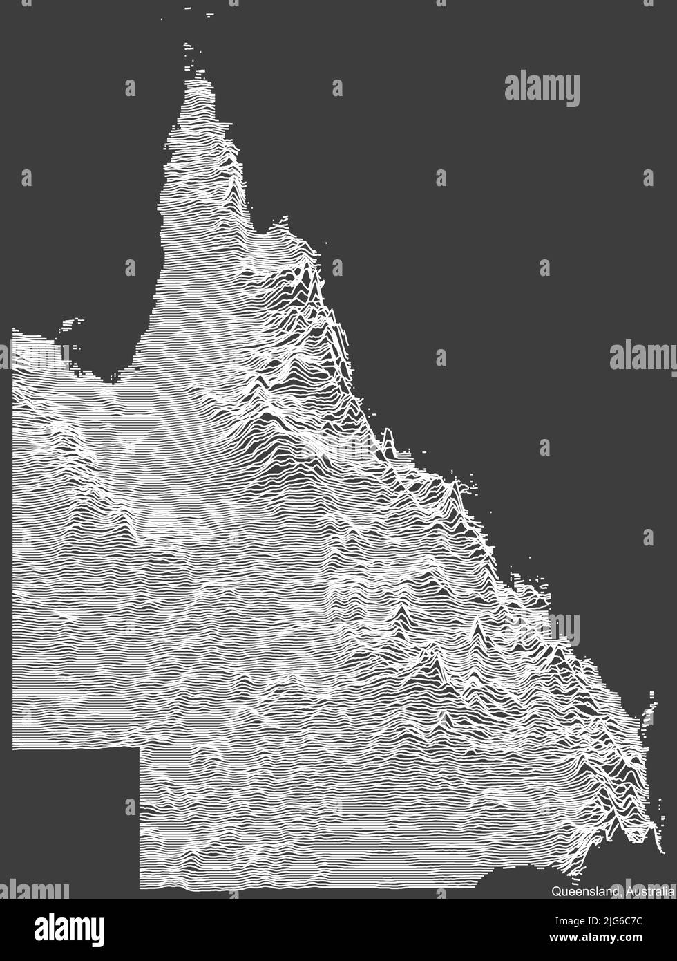 Topographic relief map of QUEENSLAND, AUSTRALIA Stock Vector Image