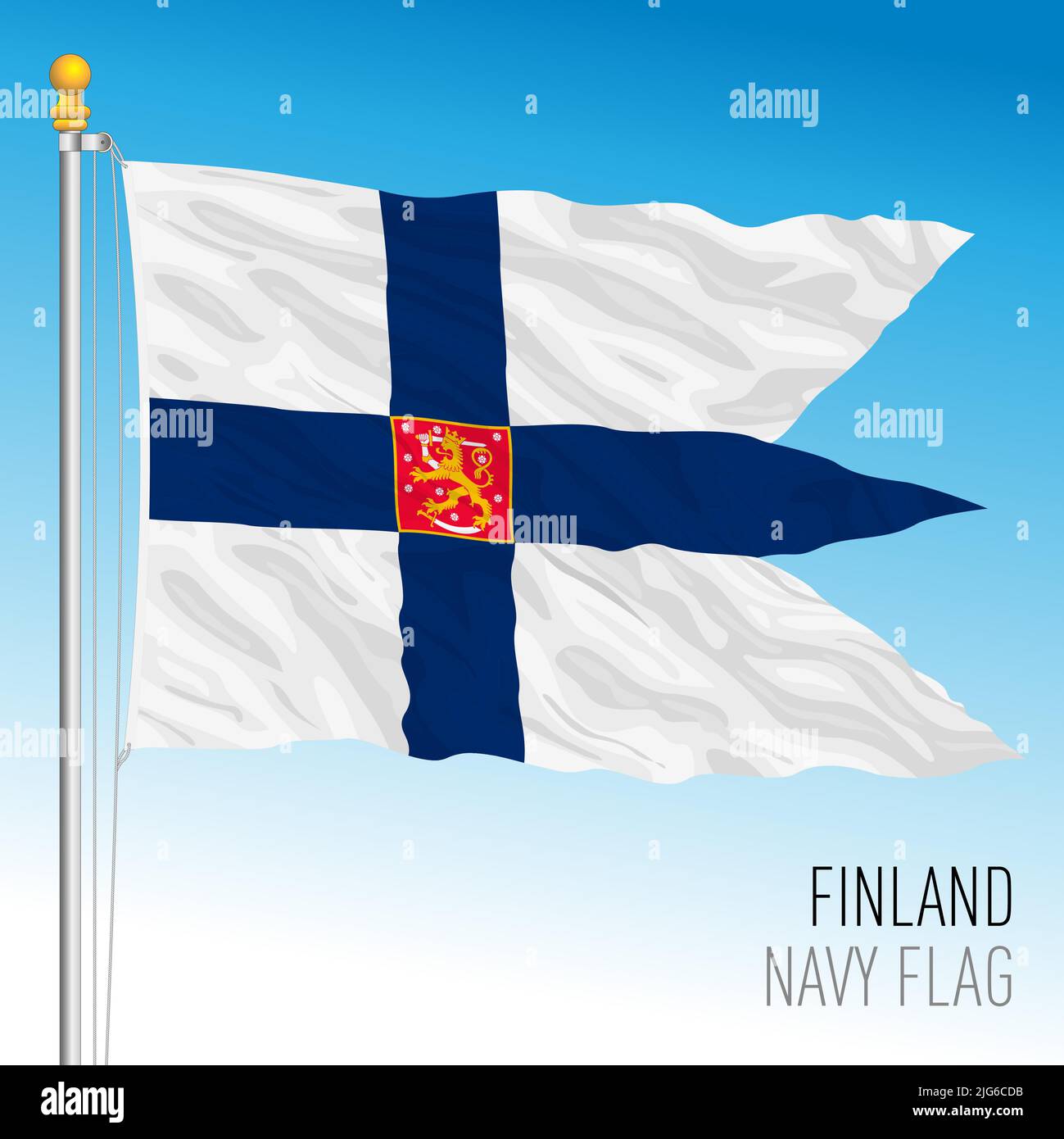 Finland official Navy flag, Republic of Finland, European Union, vector illustration Stock Vector