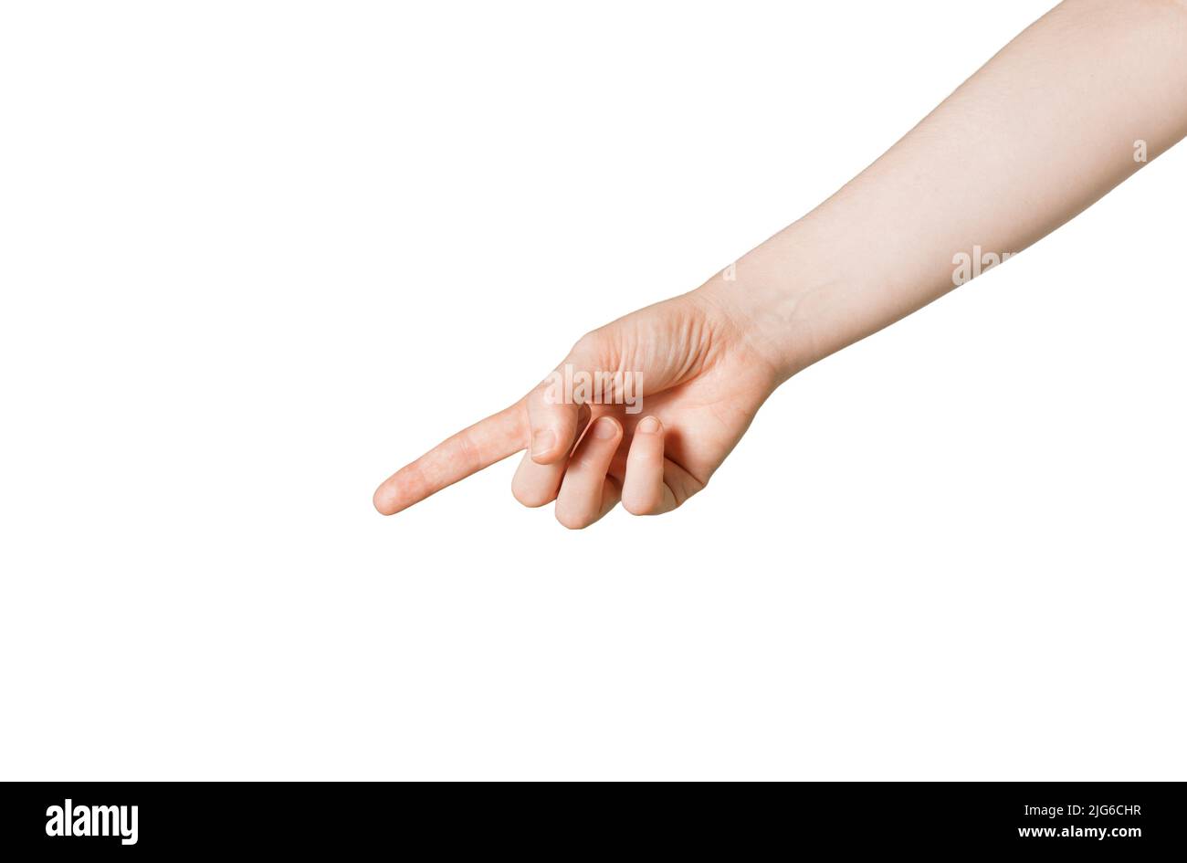 Woman hand finger indication closeup Stock Photo