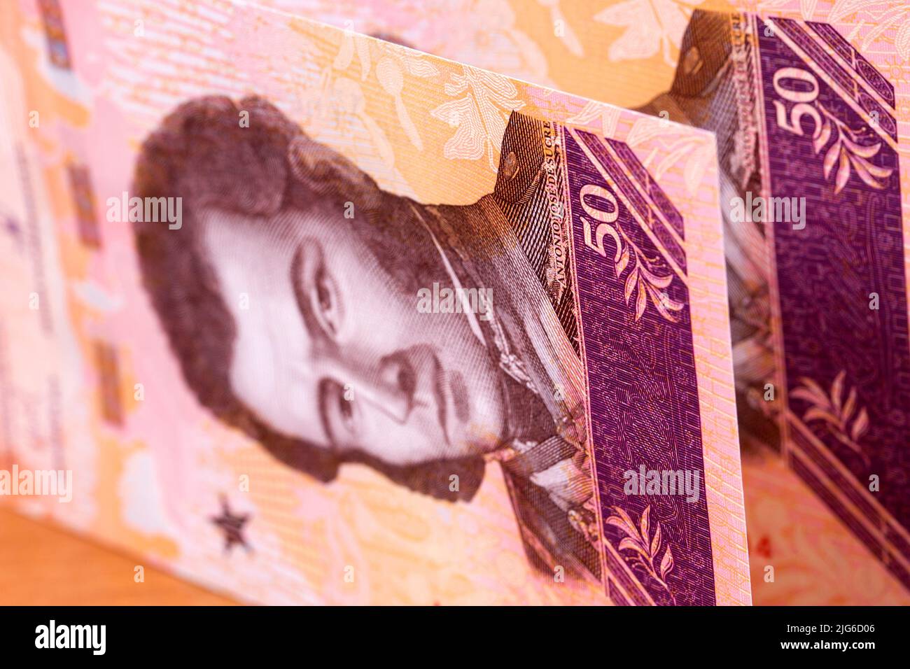 Venezuelan money - 50 Bolivares - a business background Stock Photo