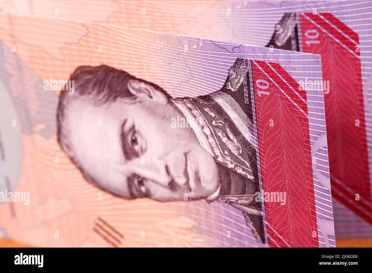 Venezuelan money - 10 Bolivares - a business background Stock Photo