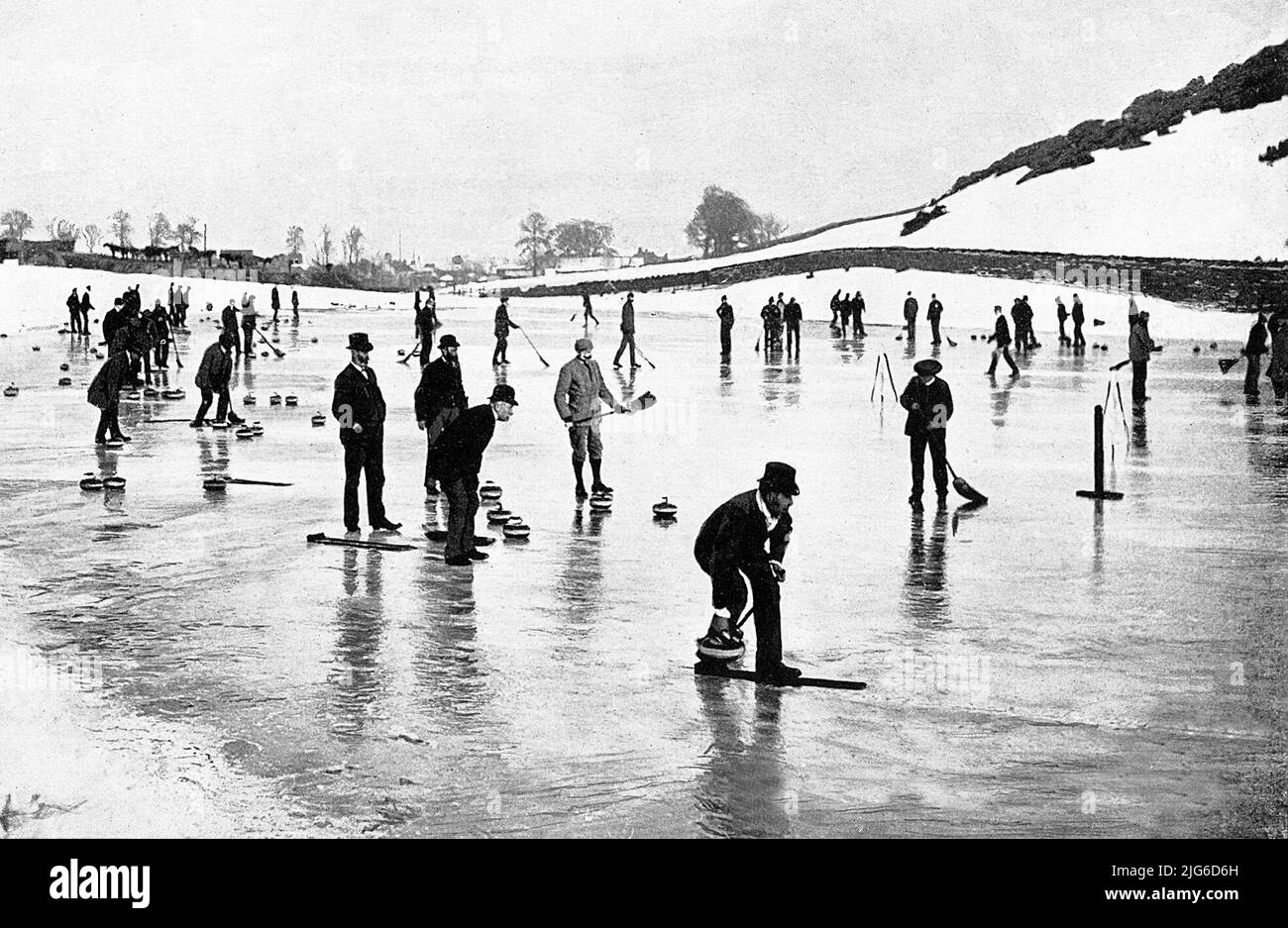 Curling, Waverley Club, Edinburgh, Scotland, Victorian period Stock Photo