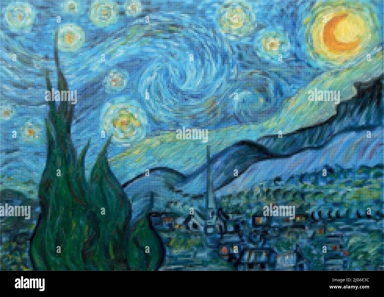 Vincent Van Gogh, The Starry Night, in vector format Stock Vector