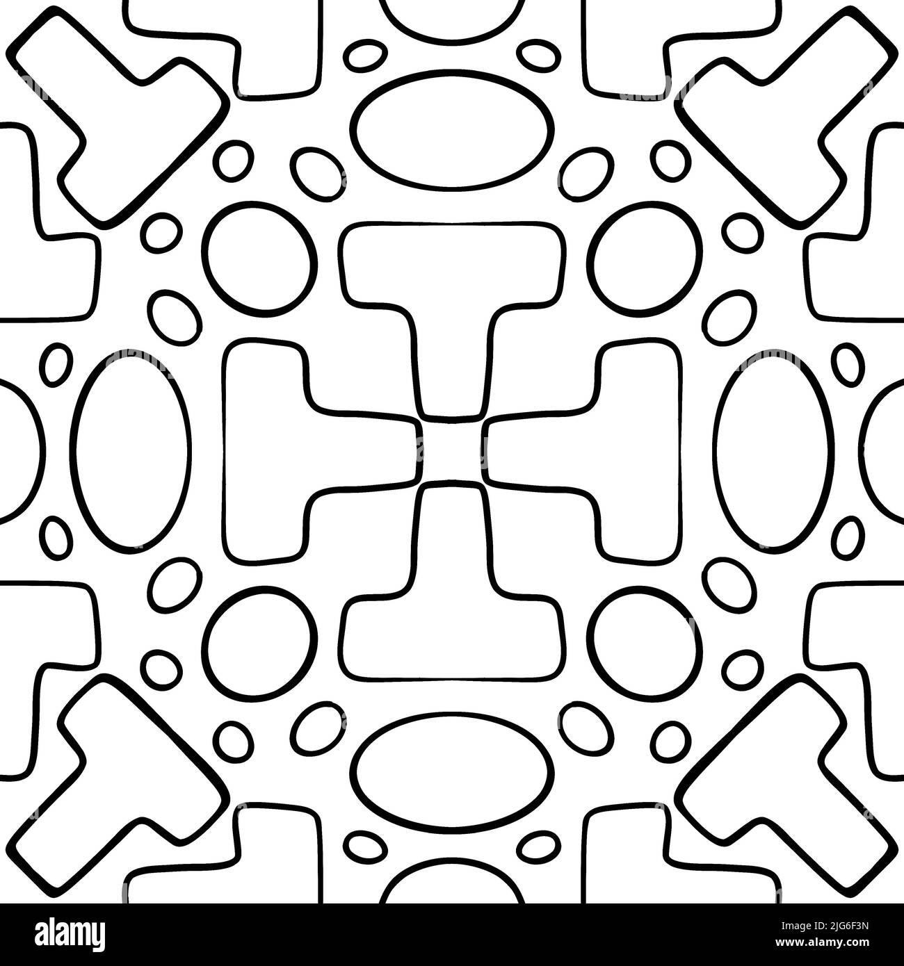 Seamless handdrawn pattern. Abstract black and white geometric graphic