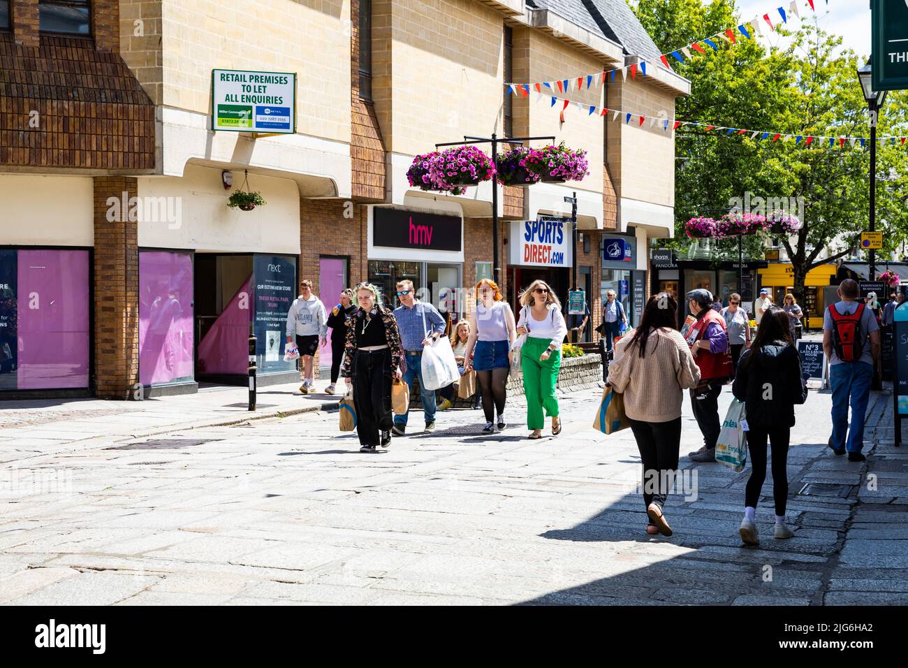 Sunshine over shops in Lemon Quay, Truro, Cornwall,uk Stock Photo Alamy
