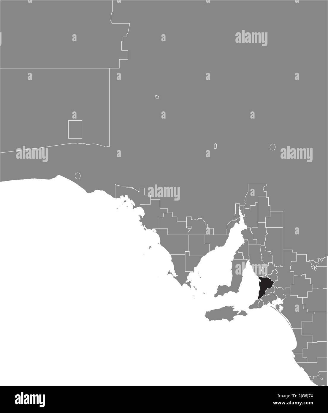 Locator map of the METROPOLITAN ADELAIDE, SOUTH AUSTRALIA Stock Vector