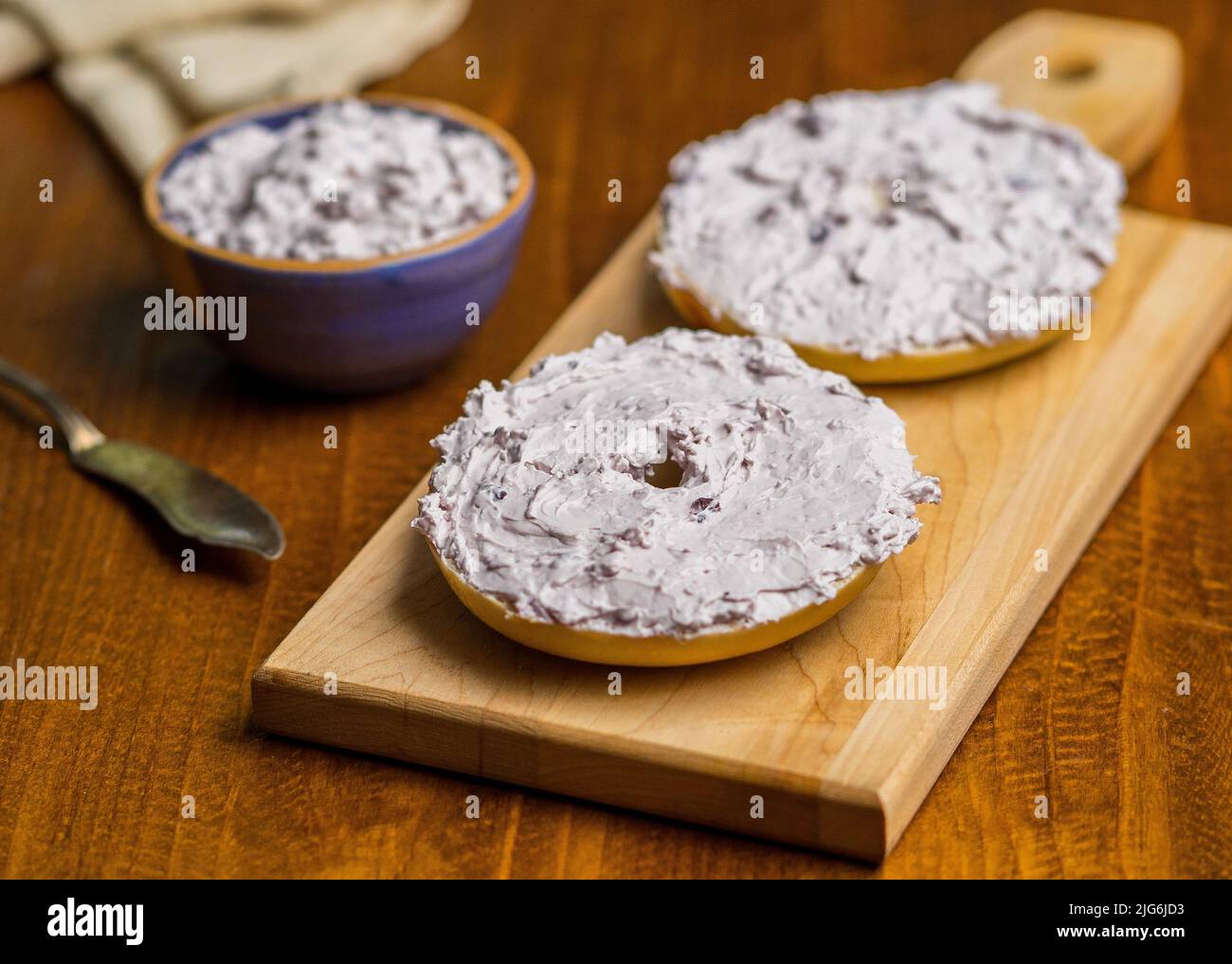 Bagel with blueberry cream cheese Stock Photo Alamy