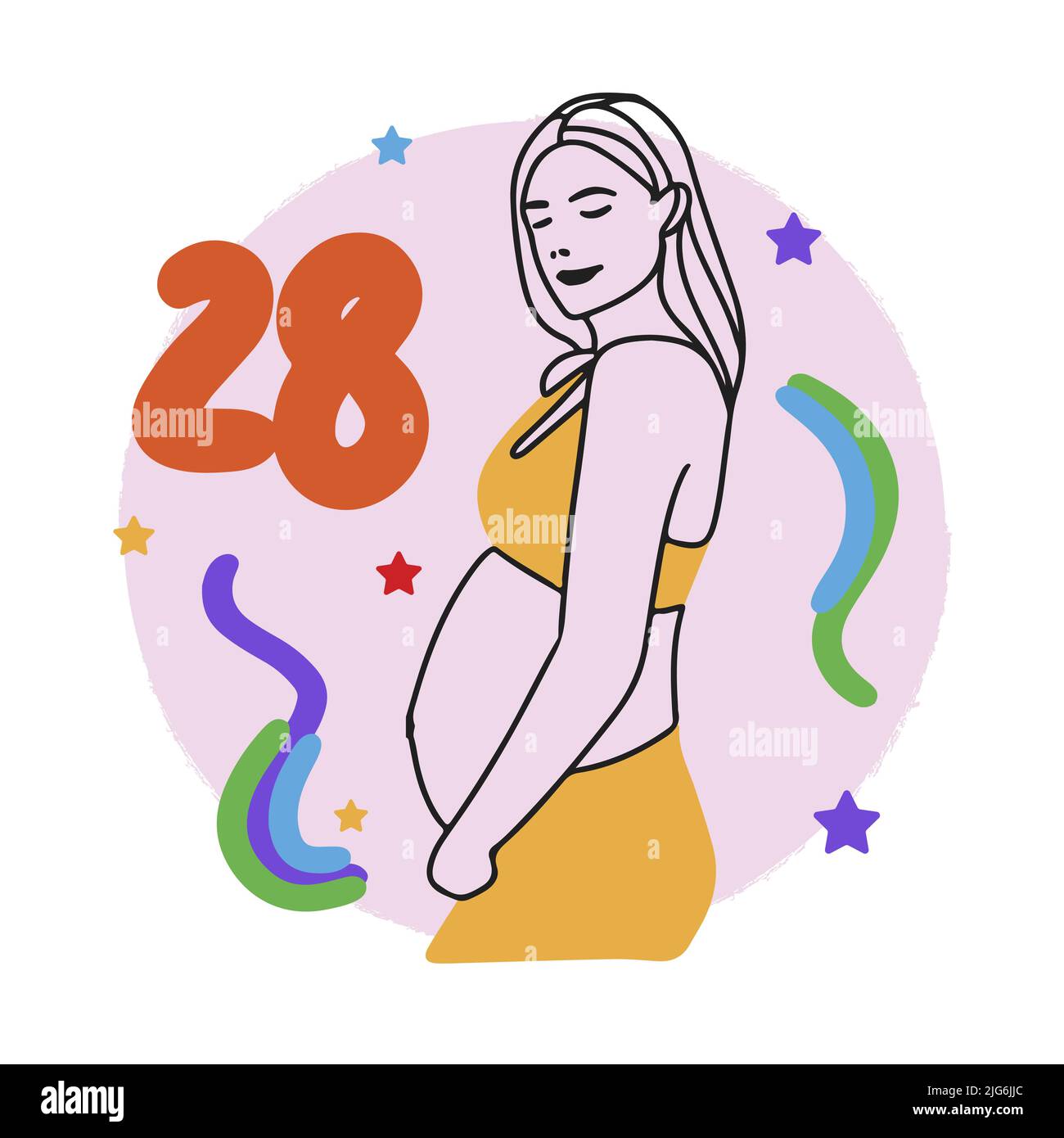 Pregnancy term, counting weeks, pregnant girl, big belly, expectant
