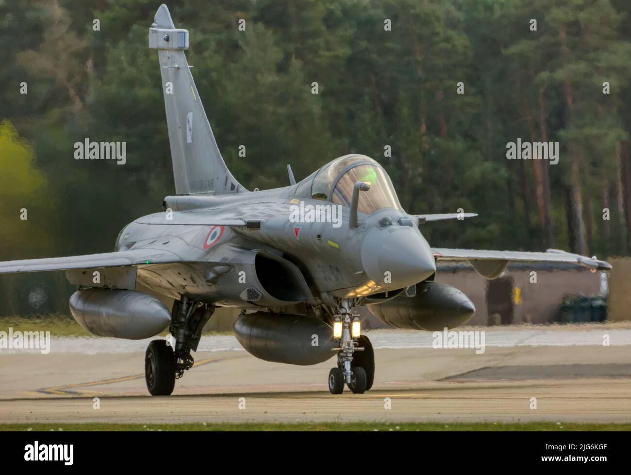 Dassault Rafale, a French twin-engine, canard delta wing, multirole fighter aircraft, seen here on an exercise at RAF Lakenheath, Suffolk, UK Stock Photo