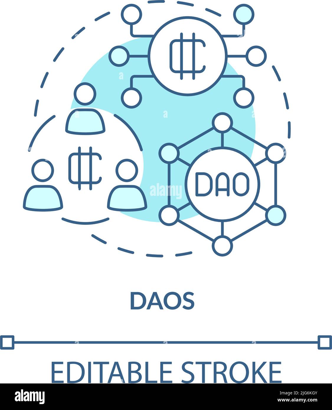 DAOs turquoise concept icon Stock Vector