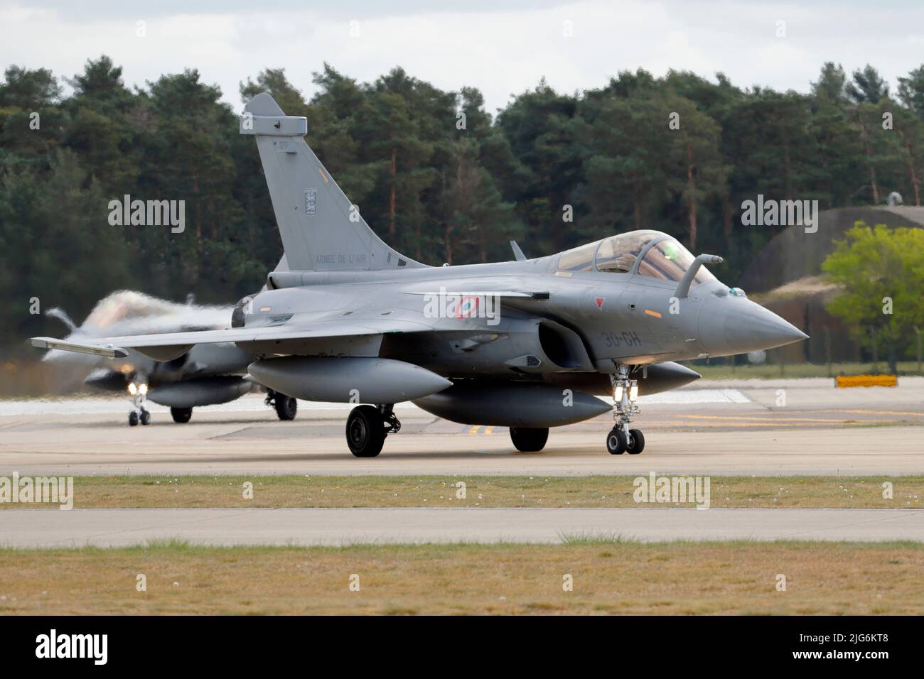 Dassault Rafale, a French twin-engine, canard delta wing, multirole fighter aircraft, seen here on an exercise at RAF Lakenheath, Suffolk, UK Stock Photo