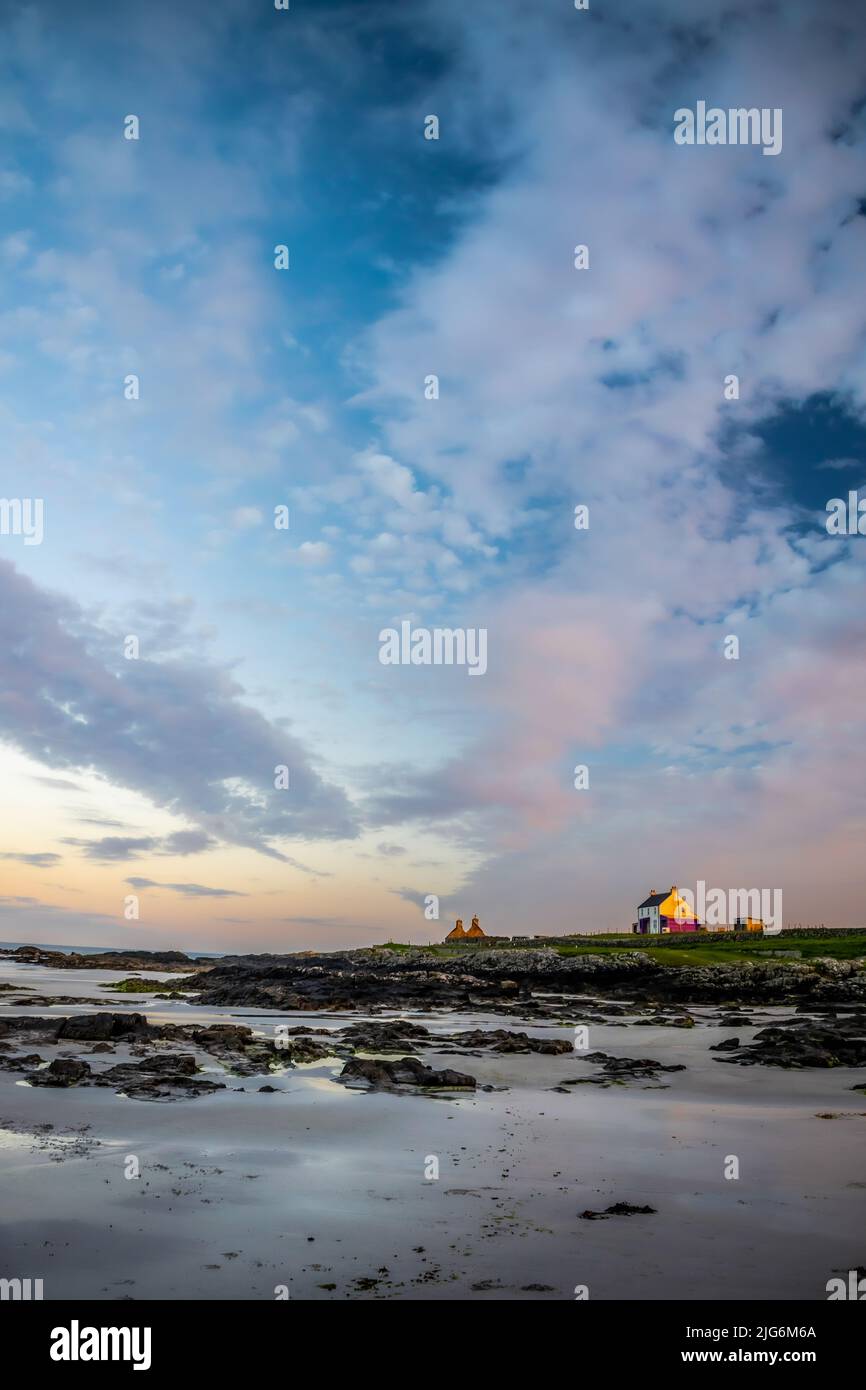 Sunset at Crosspol Beach on the Isle of Tiree. Inner Hebrides of Scotland Stock Photo