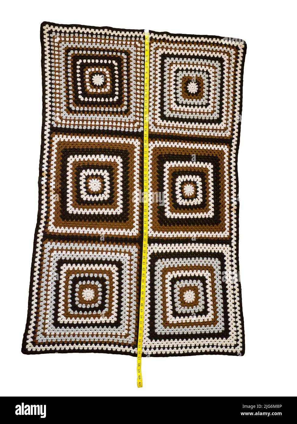 Knitted handmade blanket. Stock Photo