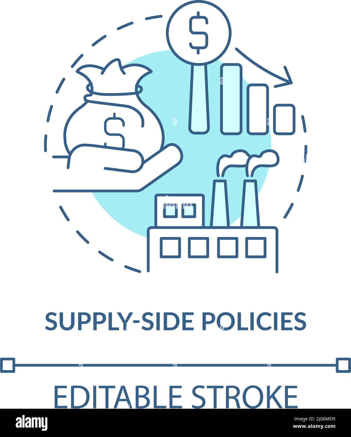 Supply side policies turquoise concept icon Stock Vector