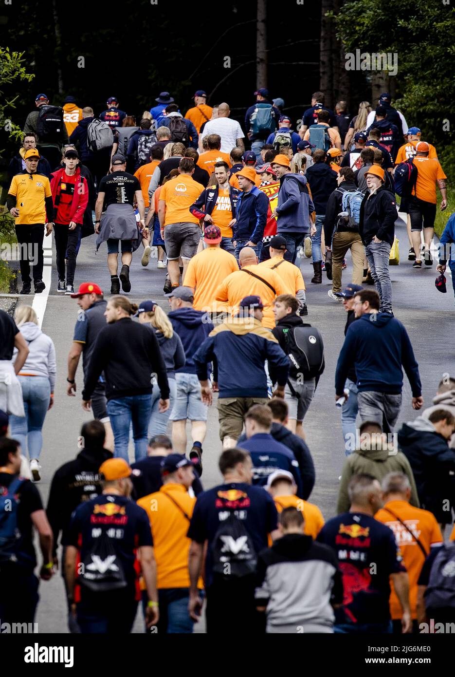 Spielberg, Austria. 08/07/2022, SPIELBERG - Fans of Max Verstappen arrive for the 1st practice session ahead of the F1 Grand Prix of Austria at the Red Bull Ring on July 8, 2022 in Spielberg, Austria. ANP SEM VAN DER WAL Credit: ANP/Alamy Live News Stock Photo